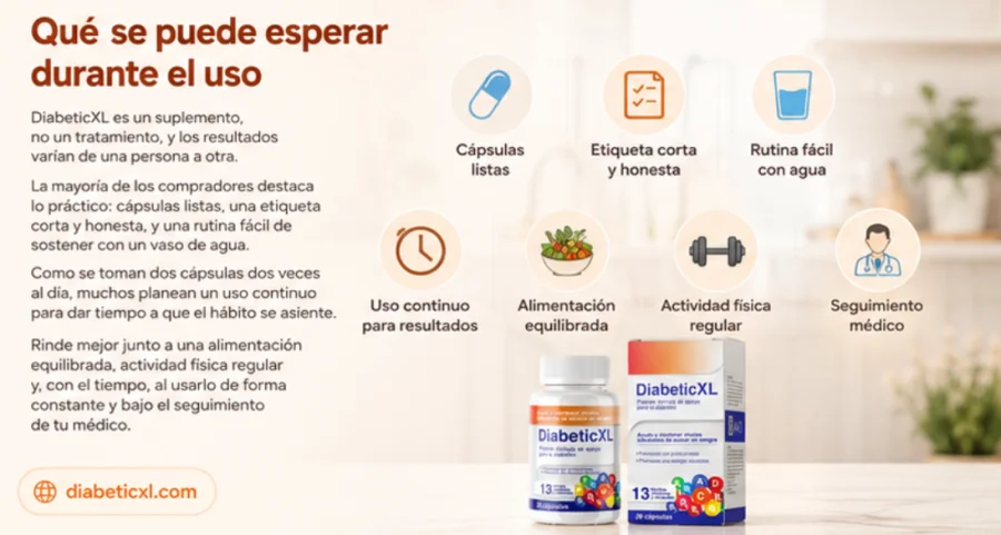 DiabeticXL — cápsulas tomadas con un vaso de agua