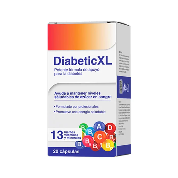 DiabeticXL — caja del suplemento en cápsulas para el apoyo del azúcar en sangre